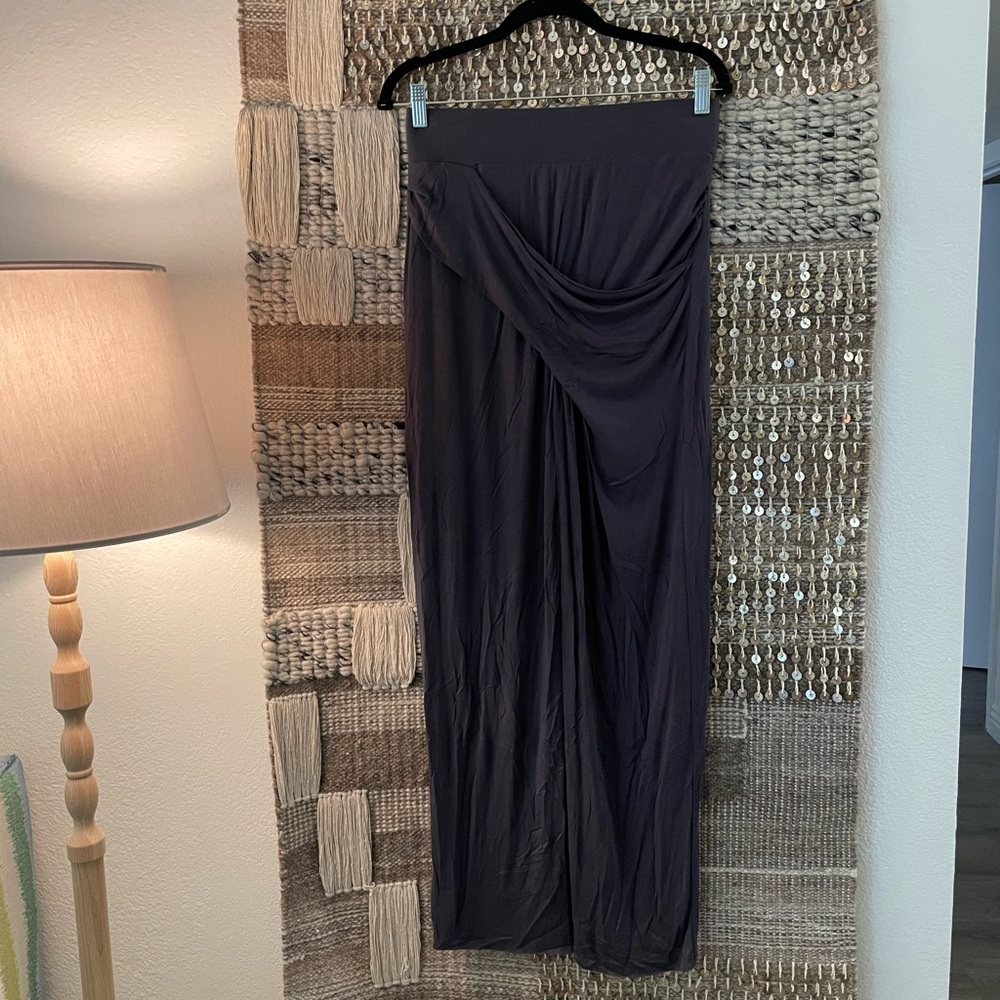 NWOT Bailey 44 dark gray charcoal knit draped maxi skirt sz M Anthropologie